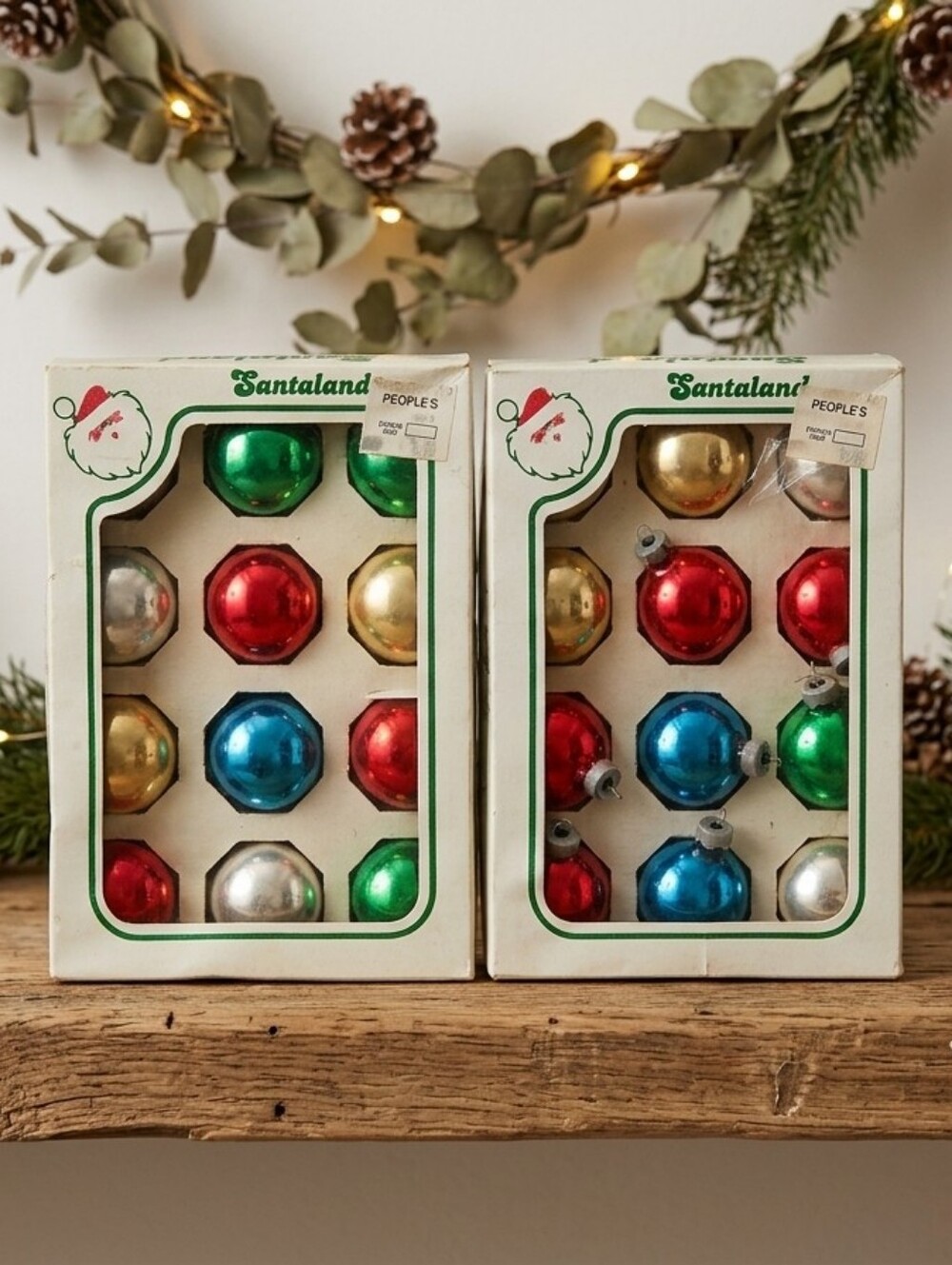 Vintage Santaland Glass Christmas Ornaments/ 1970s Christmast Decor